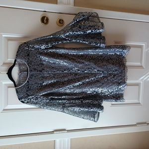 White House Black Market special occasion pewter lace dress. Size 12Petite
